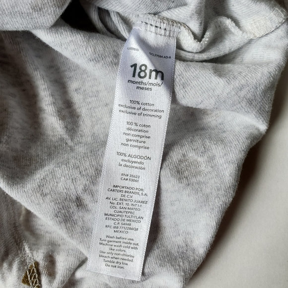 Carter's Grey Onesie with Gold Heart Print - Picture 6 of 7